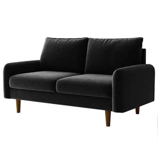 Hasaam 56.3" Wide Velvet Round Arms Small Apartment Loveseat