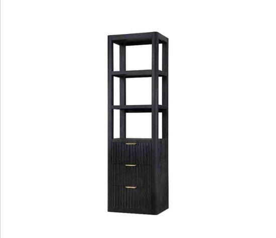 Vinnova 72-in Fir Wood Black Finish Bathroom Vanity with Fir Wood Black Finish Wood Top