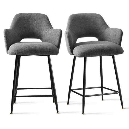 Set of 2, 25.5" Upholstered Counter Height Barstools