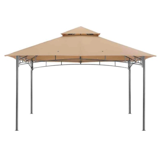 11x11 - Outdoor Steel Frame Gazebo for Lawn Backyard Garden Deck (Beige)