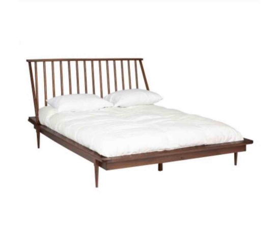 Modern Wood Queen Spindle Bed Walnut