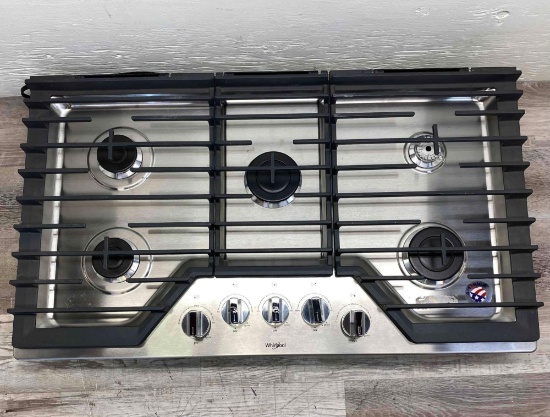 Whirlpool - 36" Gas Cooktop - Stainless Steel