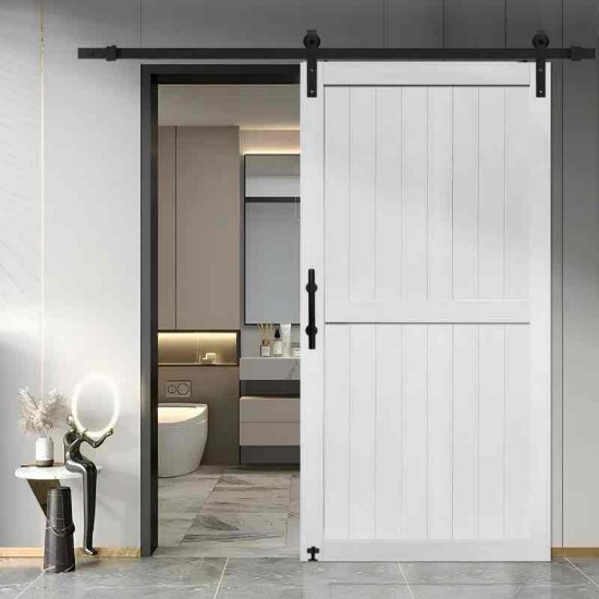 MDF Barn Door with Sliding Door Hardware Kit,Covered with Water