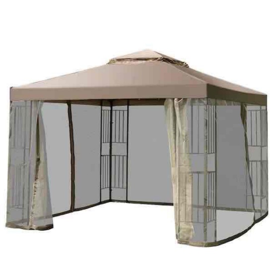Costway Outdoor 10 ft. x 10 ft. Gazebo Canopy Shelter Awning Tent Patio Screw-free structure Garden