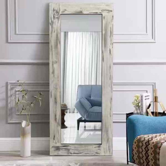 Dovelina 71 in. x 32 in. Rustic Rectangle Framed White Floor Leaning Mirror
