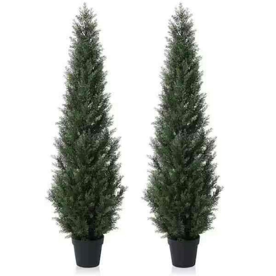 5 ft. Artificial Indoor/Outdoor Topiary Cedar Tree (set of 2)