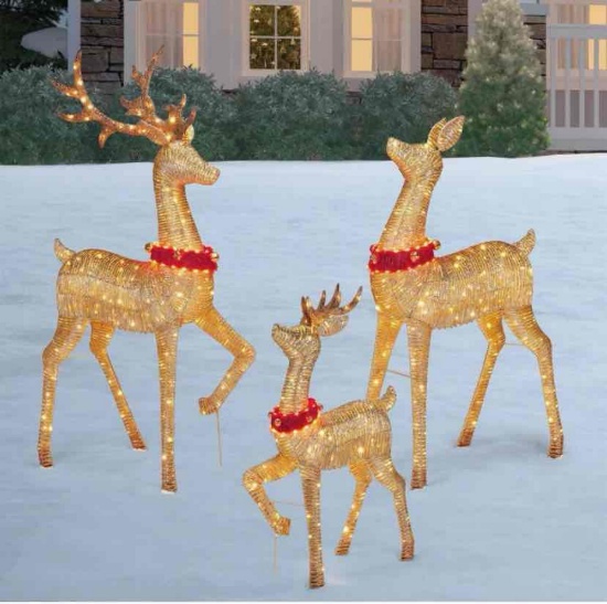 LED Deer Family with Bell Collars