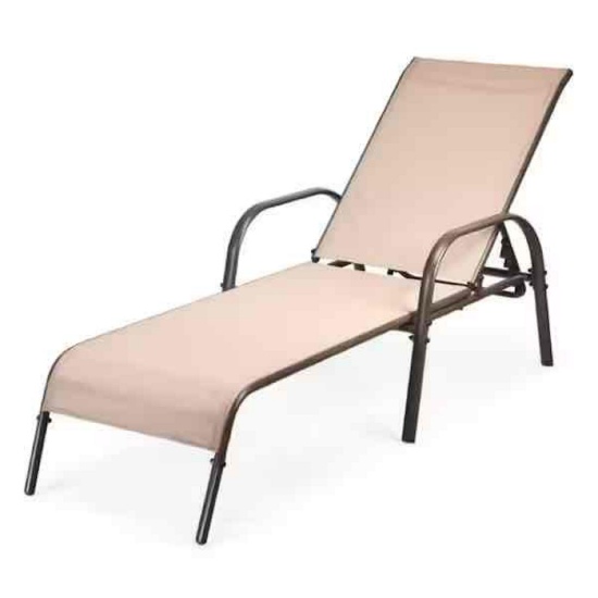 Adjustable Patio Chaise Folding Lounge Chair in Brown