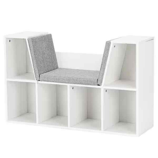 Costway 40.5 in. Wide White 6-Cubby Kids Storage Cabinet Bookcase