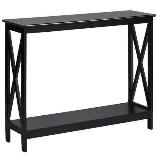 Costway Black 2-Tier Console Table Bookshelf