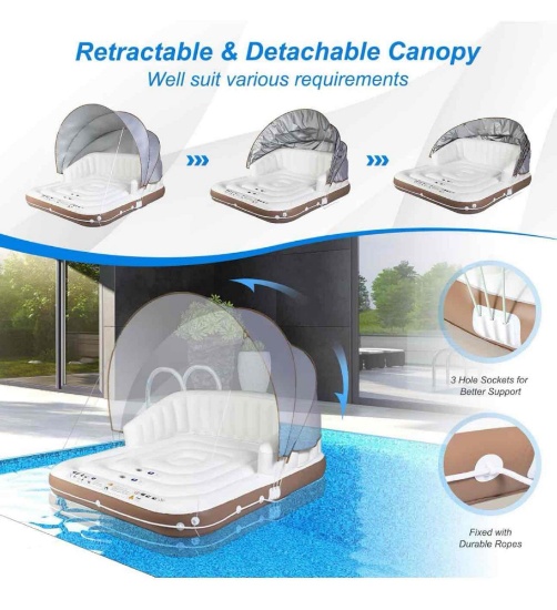 Goplus Inflatable Pool Float with Canopy