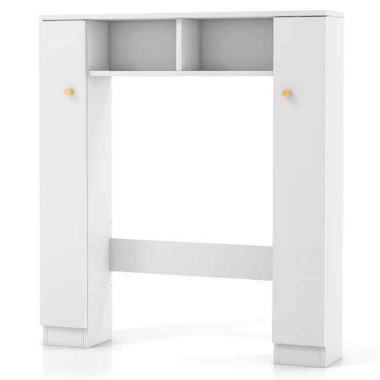 Over the toilet storage cabinet with 2 open compartments and 4 adjustable shelves