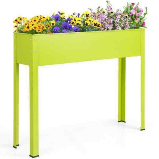Metal Raised Garden Bed with Legs & Drainage Hole 40 x 11 x 31.5 in.