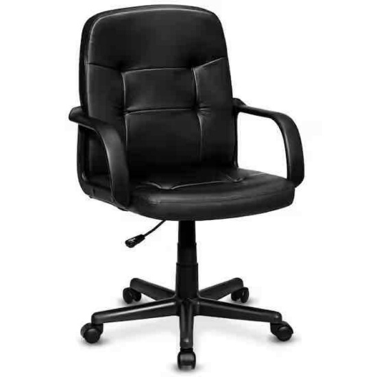 Costway 24 in. Width Black Faux Leather Ergonomic Chair