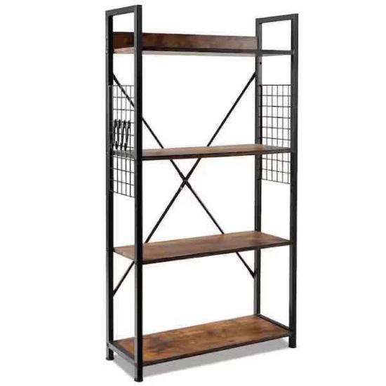 Costway 43.5 in. 4 -Tier Industrial Bookshelf Open Storage Bookcase