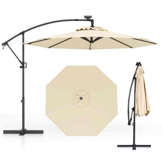 Patio Umbrella with LED Solar Light Cantilever