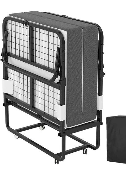 Folding bed with mattress