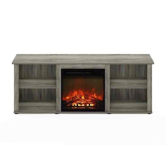 Furinno Montale 60 Inch TV Stand with Fireplace