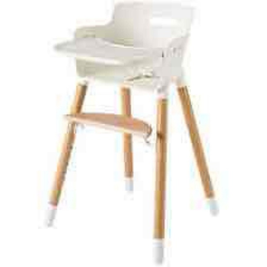 Convertible high chair with safety harness and removable tray