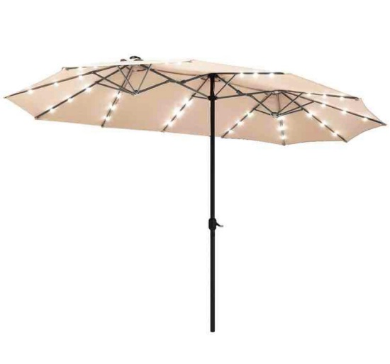 15FT Twin Patio Double-Sided Umbrella