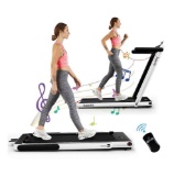 7.5MPH 2.25HP 2 in 1 Single Display Screen Treadmill W/ APP Speaker Remote Control - White
