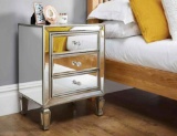 VENETIAN 3 Drawer Mirrored Storage Bedside Table