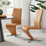 Willow Faux Leather Chrome Feet 'Z' Leg Dining Chairs Modern Design (Set of 2)
