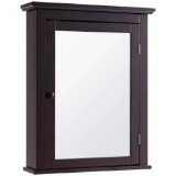 Bathroom Wall Mounted Storage Mirror Medicine Cabinet - Brown