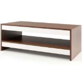 Costway 37 in. L Walnut Coffee Table Wood with Storage Shelf