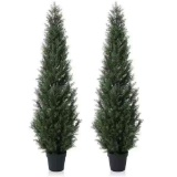 5 ft. Artificial Indoor/Outdoor Topiary Cedar Tree (set of 2)