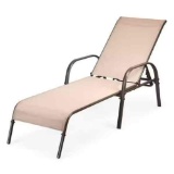 Adjustable Patio Chaise Folding Lounge Chair in Brown