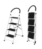 Costway 4 Step Ladder Folding Stool 330Lbs Capacity Industrial Lightweight