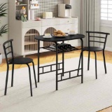 2-Piece Dining Table Set with Additional Wine Rack and Metal Frame