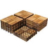 WELLFOR 1 ft. x 1 ft. Acacia Wood Deck Tile in Brown (27-Piece Per Box)