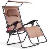 Goplus Outdoor Folding Beach Recliner Chair