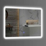 LED Wall-mounted Bathroom Rounded Arc Corner Mirror w/ Touch - 27.5