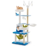 Multi-level cat tower with sisal-covered scratching posts