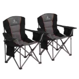 (2-Pack) Oversized Folding Deluxe Black Camping Chair