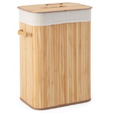 Waschekorb mit Deckel Bambuskorb mit Innentasche & 72 L Kapazitat 42 x 32 x 60 cm Natur