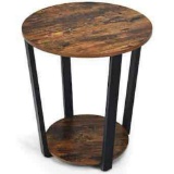 Costway Brown Black Metal Round Modern