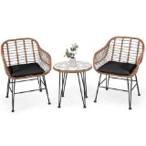Postway 3 Piece Rattan Bistro Chair Set, Coffee Table and Garden Set - View Details