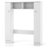 Over the toilet storage cabinet with 2 open compartments and 4 adjustable shelves