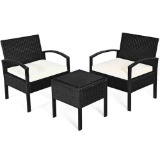 Costway 3-Piece Patio Rattan Furniture Set, Table and Chairs