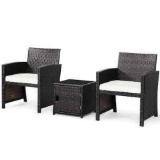 Costway 3-Piece Patio Rattan Table and Chairs Set