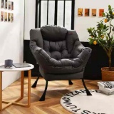 Costway 29.5 in. Gray Modern Polyester Fabric Lazy Arm Chair Single Sofa Chair