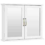 Costway White 2-Tier Bathroom Wall Mounted Mirror Storage Cabinet