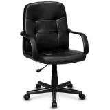 Costway 24 in. Width Black Faux Leather Ergonomic Chair