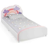 White Upholstered Platform Kids Bed