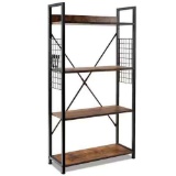 Costway 43.5 in. 4 -Tier Industrial Bookshelf Open Storage Bookcase