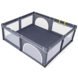 COSTWAY Baby Playpen with Ball Pit, Running Box with Breathable Net and Zipper, Crawling Space with